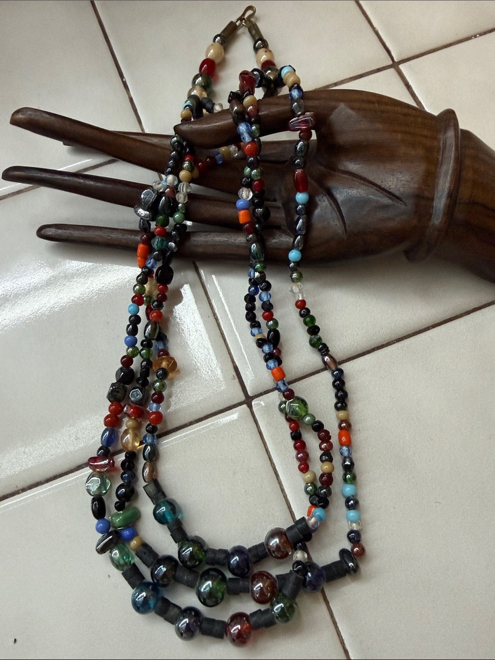 Multicolor Glass Bead Layered Necklace - Handcrafted Women’s Jewelry